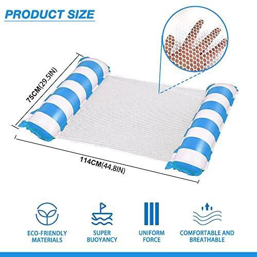 FUNNYTA Water Hammock, 4-in-1 Multi-Portable Water Pool Float Hammock (Saddle, Lounge Chair, Hammock and Drifter) for Adults, Suitable for Travel, Family and Recreation (Striped Blue)