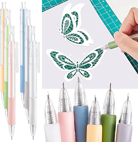 6PCS Utility Knives Pen,Cartoon Pattern Student Utility Knives Pen,Craft Cutting Tool Paper Pen Cutter for Art Paper Scrapbook,Creative Retractable Knife