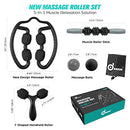 Odoland 5 in 1 Foam Roller Set Includes Massage Roller, Muscle Roller Stick, Massage Ball, Spikey Plantar Fasciitis Ball, Y Shaped Handheld Roller, Perfect for Deep Tissue Pain Relief