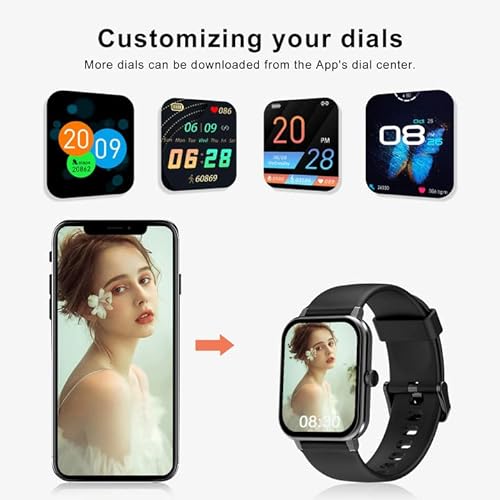 IOWODO Smart Watch Fitness Tracker 1.69'' HD Touch Screen with Heart Rate Monitor & Sleep Tracking, SpO2 & Temperature Detecting IP68 Waterproof Smartwatch for Men Women Compatible with iPhone Android