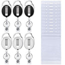 6 Pcs Retractable Badge Holders with 10 Pcs Waterproof Transparent Card Holder, SENHAI Carabiner Belt Clip Split Ring and Vertical Style Clear ID Card Holders