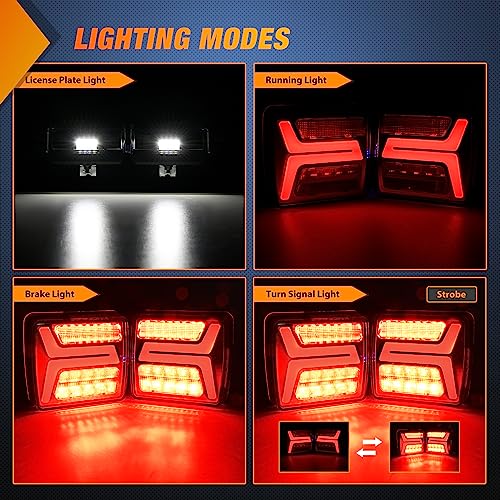 Nilight Magnetic Trailer Lights for Towing Light Kit 2PCS 58LED Wireless Tow Tail Light Rechargeable Rear Light Stop Turn Running Light for 10-30V Trailers, Trucks, RVs, Vans, Boats, 2 Years Warranty