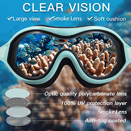 Keary 2 Pack Swimming Goggles Anti-fog Swim goggles for Adult Men Women Youth, UV Protection No-Leak Mirror Big Frame Clear Swim Goggles Pool Water Glasses Swim Mask, Underwater Goggles for Swimming