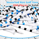 Libima 200 Pcs Striped Golf Tees Bamboo Wood Golf Tees Wooden Long Golfing Tees Reduce Side Spin and Friction for Men Women Kids Golf Balls, 3 1/4 Inch, 2 3/4 Inch (Black, Blue)