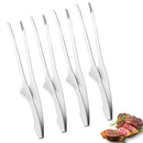 ziyue Stainless Steel Grill Tongs Korean and Japanese BBQ Non-Slip Kitchen Tongs for Cooking & Barbeque (4 Pack Silver)