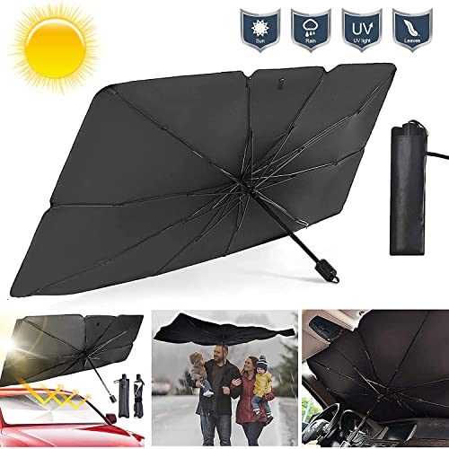 Car Windshield Sun Shade Umbrella, Front Window Visor Sun Shade Cover, 140 x 78 cm Large Size Auto Windshield Covers Trucks Cars Cover, UV Protection, Heat Insulation, Easy Fold