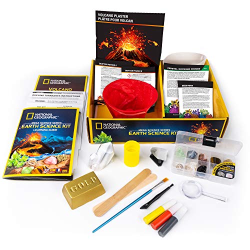 NATIONAL GEOGRAPHIC Earth Science Kit - Over 15 Science Experiments & STEM Activities for Kids, Includes Crystal Growing Kit, Volcano Science Kit