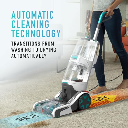 Hoover Smartwash Automatic Carpet Cleaner Upright Carpet & Upholstery Multi Surfaces, Removes Spots Spills & Tough Stains-Turquoise