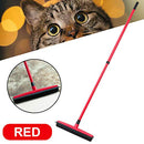 Rubber Broom for Dog Cat Pet Hair Car Windows Handle Sweeper Squeegee Floor (Red)