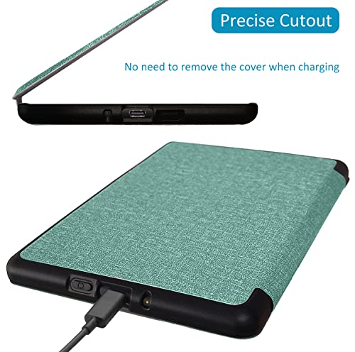 Twinspail Case Compatible with All-New 6.8" Kindle Paperwhite 11th Generation 2021/ Kindle Paperwhite Signature Edition, Fabric Surface Kindle Cover 6.8” 11 Gen w/Hand Loop, Auto Wake Up/Sleep, Green