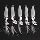 OriGlam 5pcs Spoons Lures Hard Fishing Lures, Fishing Lures Spoon Bait, Metal Lure Kit Hard Bait, Fishing Spinning Lures, Hard Metal Spinner Baits, Treble Hooks for Salmon Bass