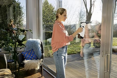 Kärcher Window Vacuum Cleaner WV 5 Plus N, Battery Life: 35 Minutes, LED Charge Level Indicator, 2 Suction Nozzles, Spray Bottle with Microfibre Cover, 20 ml Window Cleaner Concentrate