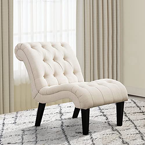 HAOBO HOME Accent Chair Button Tufted Slipper Chair Armless Side Chair for Living Room Bedroom Funiture