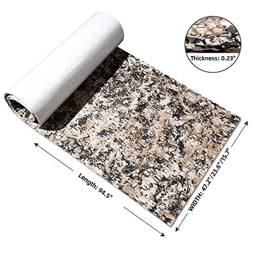 FOCEAN Boat Flooring EVA Foam Boat Decking Camo Marine Flooring Self-Adhesive Boat Mat Boat Carpet for Motorboat RV Yacht Kayak Surfboard, 94.5''x 47.2'', Desert Camo