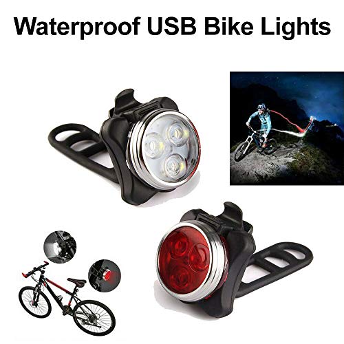 Waterproof Bicycle Bike Lights Front Rear Tail Light Lamp USB Rechargeable IPX4