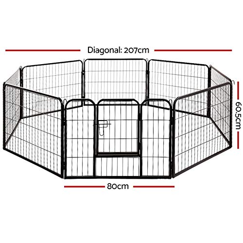 i.Pet 24" Large 8 Panel Pet Dog Playpen Rabbit Play Pen Playpens Fence Cage Cages Puppy Exercise Enclosure Crate Pets Barrier Portable Outdoor Indoor Run Gate Guinea Pig Heavy Panels Kennel