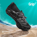 SEEKWAY Water Shoes Men Women Adult Quick-Dry Aqua Sock Barefoot for Beach Swim River Pool Lake Hiking Kayaking Surfing, 1b-406 Black, 9.5 Women/8 Men