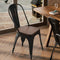 Shahoo Metal Dining Chairs Classic Iron Stackable Industrial Vintage Trattoria Wooden Seat and Back, Indoor-Outdoor Side Settee for Home Bistro Cafe Kitchen Restaurant Set of 4, Black and Gold