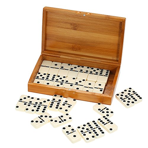 Staright Double Six Dominoes Set Entertainment Recreational Travel Game Toy Black Dots Dominoes