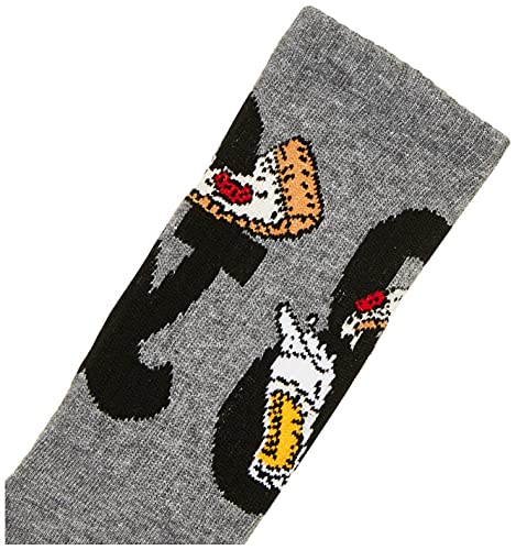 K. Bell Socks mens Food and Drink Casual Novelty Crew Socks, Pizza & Beer (Charcoal Heather), Shoe Size: 6-12