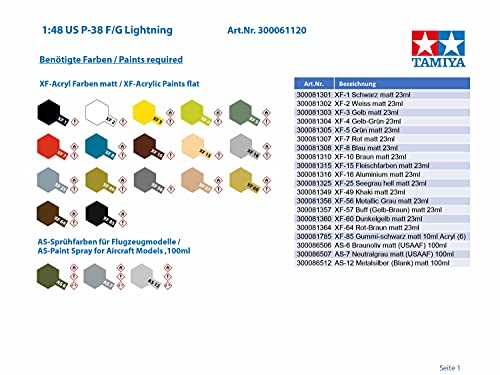 Tamiya 1:48 Scale P-38 F/G Lightning Aircraft Model Kit