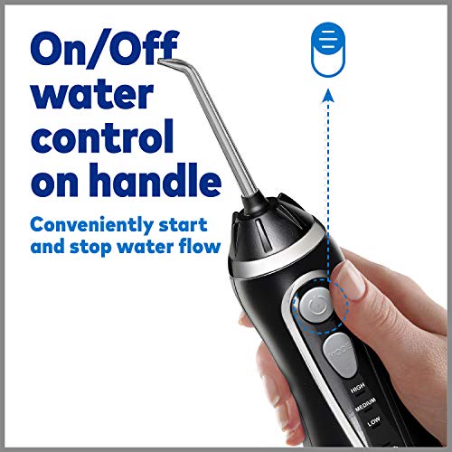 Waterpik Cordless Advanced Water Flosser For Teeth, Gums, Braces, Dental Care With Travel Bag and 4 Tips, ADA Accepted, Rechargeable, Portable, and Waterproof, Black WP-582