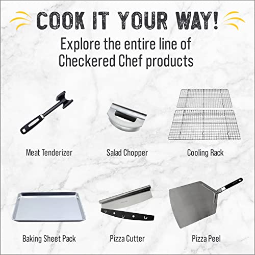 Checkered Chef Baking Sheet with Wire Rack Set - Twin Set w/Half Sheet Pan & Stainless Steel Oven Rack for Cooking