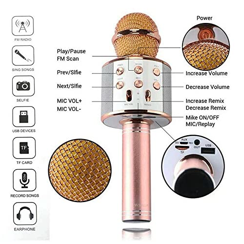 Karaoke Microphone Speaker Wireless Bluetooth Handheld Mic USB Player KTV WS858 (Black)