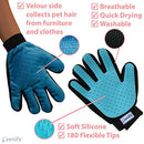 Zenify Pet Grooming Glove - For Cat, Kitten, Dog, Puppy, Rabbit, Horse - Dual Sided 2-in-1 Upgrade Version Machine Washable Enhanced Efficient Silicon Massage One-Size-Fits-All Gift Hair Deshedding Remover Mitt (2 Pack Left + Right Hand)