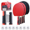 Ping Pong Set, All-in-One Portable Table Tennis Set with 4 Ping Pong Paddles & 8 Table Tennis Balls and Retractable Ping Pong Net, Table Tennis Set for Indoor & Outdoor