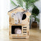 2 Layer Large Wooden Cat House Condo Indoor Kitty Scratching Playhouse Durable for Cats Rabbit