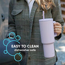 Simple Modern 40 oz Tumbler with Handle and Straw Lid | Insulated Cup Reusable Stainless Steel Water Bottle Travel Mug Cupholder Friendly | Gifts for Women Men Him Her | Trek Collection | Winter White