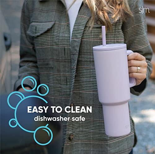 Simple Modern 40 oz Tumbler with Handle and Straw Lid | Insulated Cup Reusable Stainless Steel Water Bottle Travel Mug Cupholder Friendly | Gifts for Women Men Him Her | Trek Collection | Winter White
