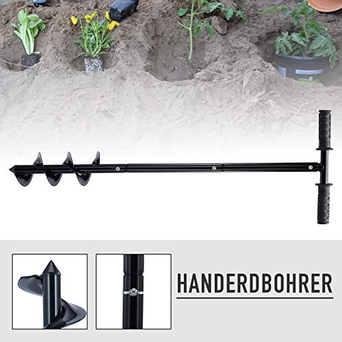 Terradise 86cm Manual Post Hole Digger, Fence Post Auger for Gardening, Post Hole DiggerTools with 24cm Auger Drill Bit Extension Rods Handle, Post Hole Fence Manual Hand Drill Digger Earth Auger