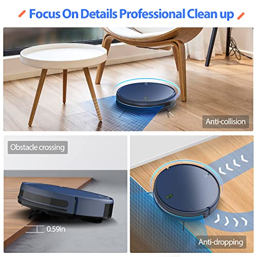 ZCWA Robot Vacuum Cleaner, Robotic Vacuum and Mop Combo Compatible with Alexa/WiFi/App, Self-Charging, 230ML Water Tank for Pet Hair, Hard Floors and Low Pile Carpets