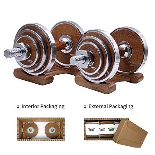 PROIRON Dumbbell Set Walnut-Steel Designed Dumbbells Set 20kg Adjustable Dumbbell Weights for Gym Office Home (Pair)