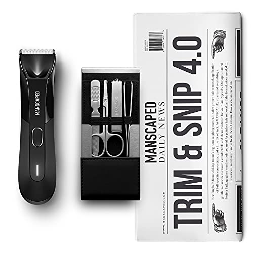MANSCAPED™ Trim and Snip 4.0 Men's Grooming Kit, Includes The Lawn Mower™ 4.0 Ergonomically Designed Powerful Waterproof Electric Trimmer and The Shears 2.0 Manicure Set. Male Grooming and Care kit.