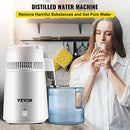 VEVOR Pure Water Distiller 4L Stainless Steel Inner Water Distillation 750W Water Purifier Filter Water Distillers Machine with Collection Bottle for Offices Homes, White