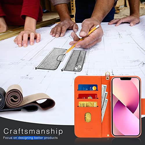 FYY Case for iPhone 13 6.1", [Kickstand Feature] Luxury PU Leather Wallet Case Flip Folio Cover with [Card Slots] and [Note Pockets] for iPhone 13 5G 6.1"(NOT for iPhone 13 Pro 6.1") Rose Gold