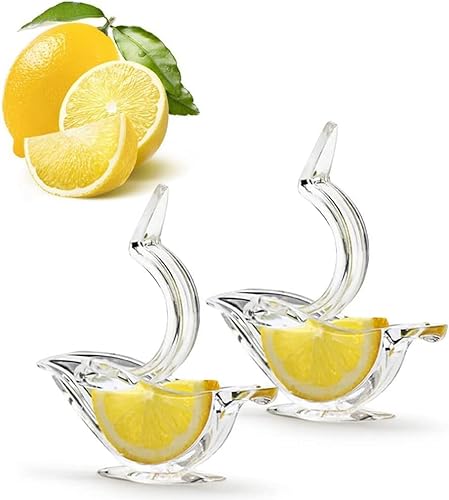 2PCS Manual Lemon Juicer, Acrylic Manual Lemon Slice Juicer, Bird Shaped Lemon Juicer, Manual Lemon Squeezer Clip, Transparent Fruit Press Squeezer, Portable Hand Lime Juicer for Orange Lemon