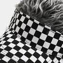 Malaxlx Unisex Checkered Print Sun Visors Hat with Grey Fake Spiked Hair Novelty Wig Adjustable Baseball Cap Golf Hat