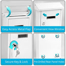 Serenelife SLMAB01 Wall Mount Lockable Mailbox- Modern Outdoor Galvanized Metal Key Large Capacity- Commercial Rural Home Decorative & Office Business Parcel Box Packages Drop Slot Secure Lock, White, 10''x 3.9''x 12.4''