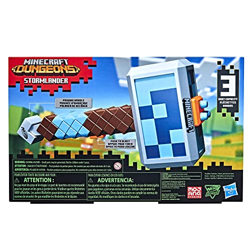 Nerf Minecraft Stormlander Dart-Blasting Hammer, Fires 3 Darts, Includes 3 Official Nerf Elite Darts, Pull-Back Priming Handle