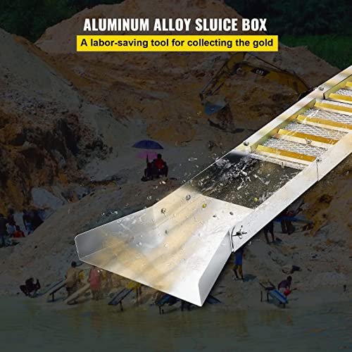 VEVOR Folding Aluminum Alloy Sluice Box, Compact 50" Sluice Boxes for Gold, Lightweight Gold Sluice Equipment, Portable Sluice Boxes w/Miner's Moss, River, Creek, Gold Panning, Prospecting, Dredging