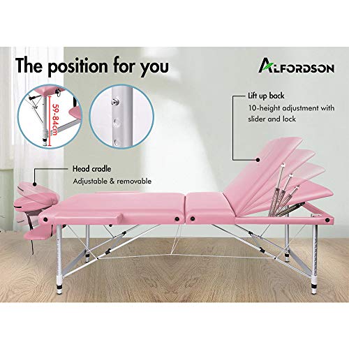 ALFORDSON Massage Table Folding Massage Bed Adjustable 75cm Wide Portable Therapy Table Lift Up SPA Bed