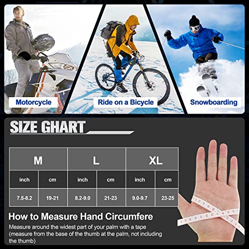 -30℉ Winter Gloves Touchscreen Gloves Waterproof Thermal Gloves Ski Gloves for Men Women Running Cycling Outdoor Activities, Black, Medium