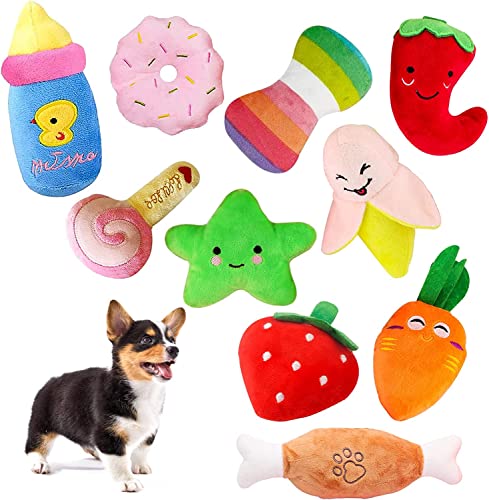 10 Pack Dog Squeaky Toys, Puppy Toys, Cute Plush Toys for Small Medium Dog, Cute Dog Toys, Dog Chew Toys for Aggressive Chewer (10Pack)