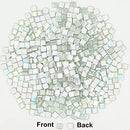 1.1lb Square Crystal Mosaic Tiles, Iridescent Mosaic Glass Tiles for Crafts, Mosaic Pieces DIY Hobbies Children Handmade Jewelry Art Decoration Gifts,525 Pieces (Milky)