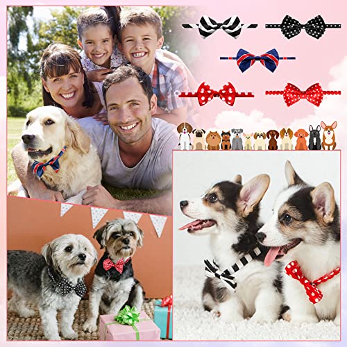 70 Pieces Adjustable Dog Bow Ties and Neck Ties Set Includes 40 Pet Bow Ties and 30 Neckties Dog Bowties Bow Tie Dog Collars Grooming Accessories Dog Ties for Large Dogs Cats Daily Wearing Holiday