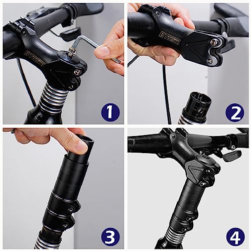 Triwonder MTB Bicycle Bike Fork Stem Extender Handlebar Riser Adaptor Aluminium Alloy Head Up Adapter (Black - 12.3cm)